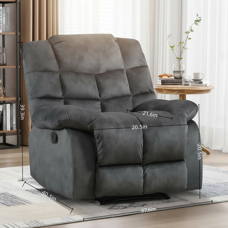 Fauteuil inclinable manuel gris / simple, convenant au salon et à la chambre à coucher.