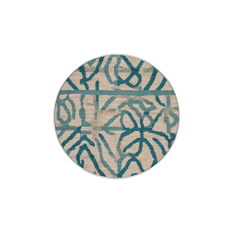 Tapis beige lavable à la machine, Rond 4 pi