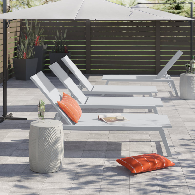 Petrie Outdoor Chaise Lounge Set, White