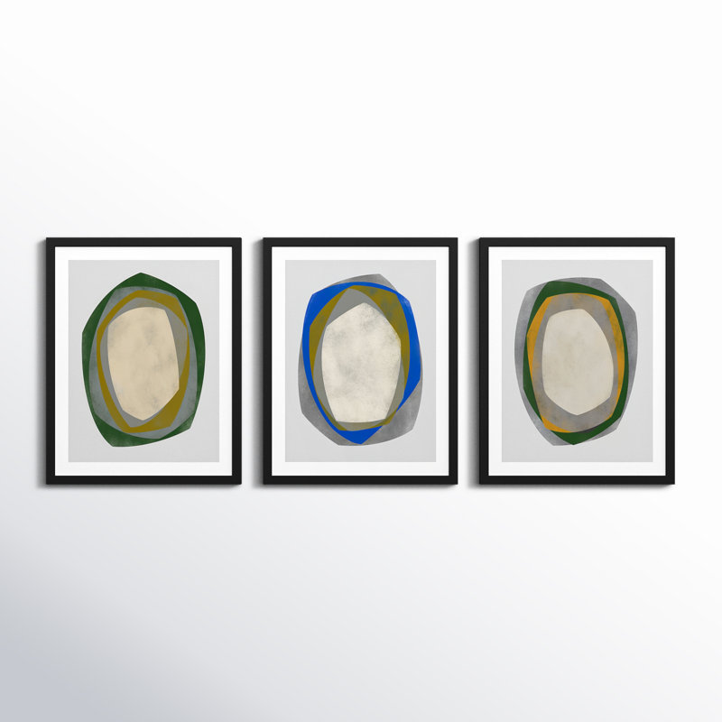 Geode 1-3 Painting by Jacques Pilon, Black Framed, 38" H x 30" W