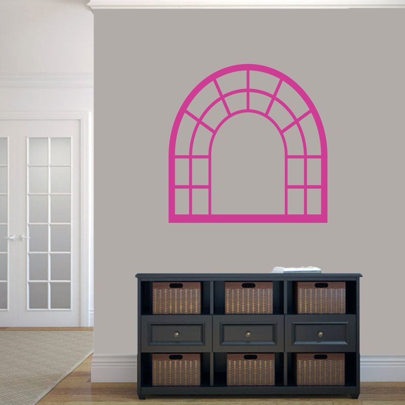 Décalcomanie murale cadre de fenêtre arched, Rose vif