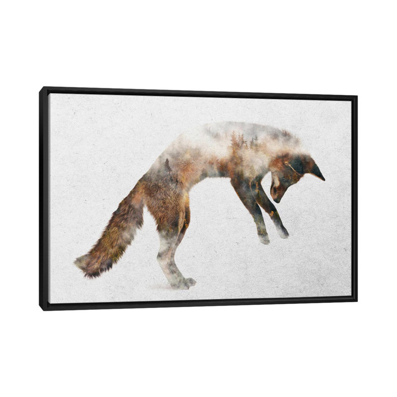 « saut fox », impression sur toile, H 18 po x l 26 po x P 1,5 po, Toile avec cadre noir