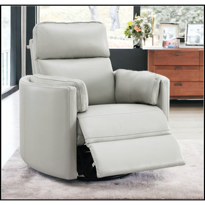 Sagen Gray Faux Leather Glider Recliner With Swivel, Combining Comfort And Style For Modern Living