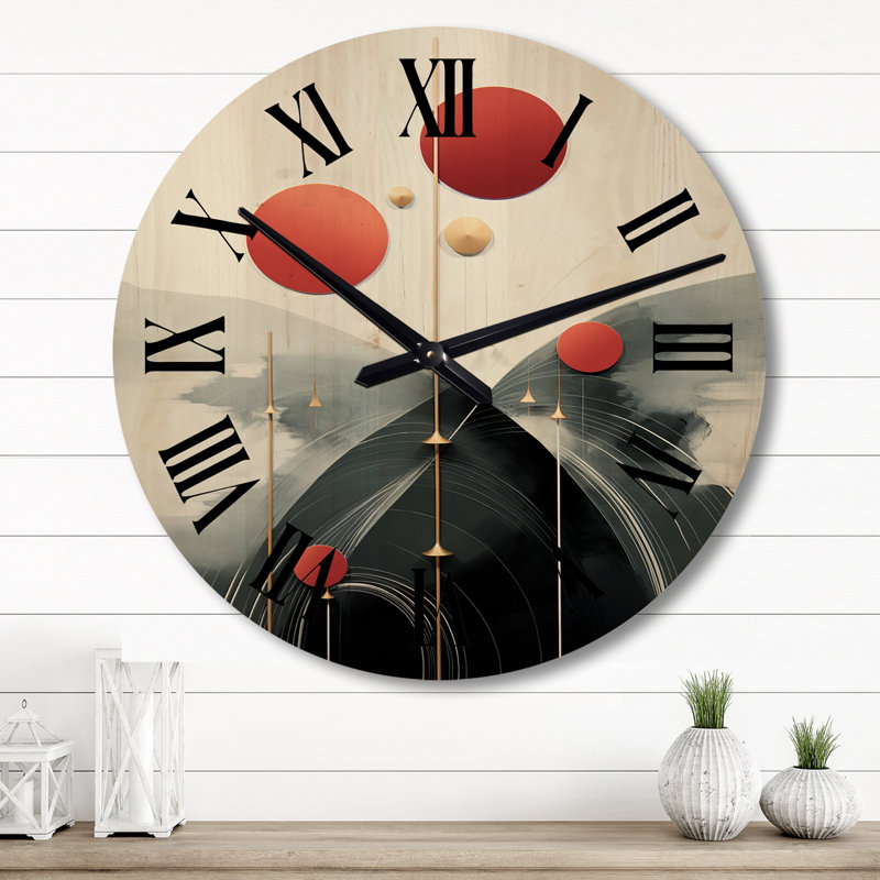 Horloge murale en bois massif Alzubair, Grand
