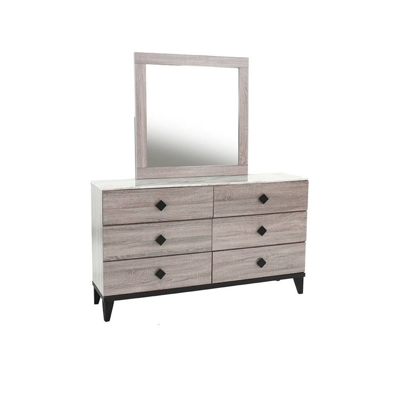 Meuble de chambre à coucher de style moderne avec commode 1 pièce et tiroirs 6X tiroirs, Crème