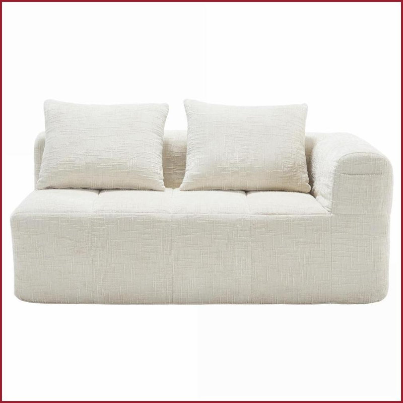 Canapé-lit en chenille Minimalist Chenille | Dossier rembourré | Beige, Beige