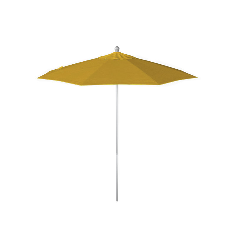 Parasol de marché 90 po Sunbrella, Argent anodisé, Toile Sunbrella® jaune tournesol