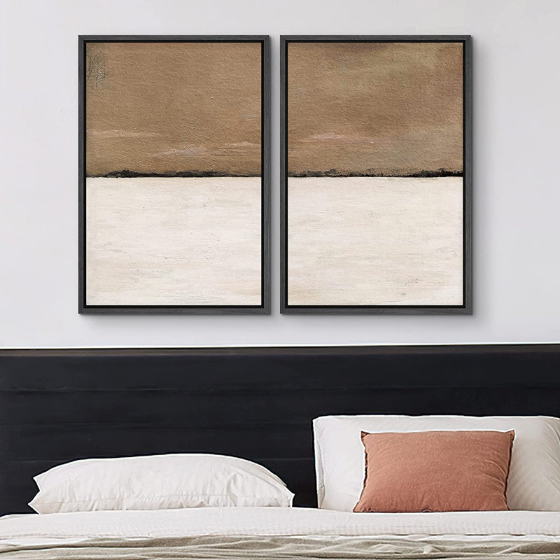 Ensemble de 2 peintures encadrées sur toile, Noir, H 36 po x l 48 po x P 1,5 po