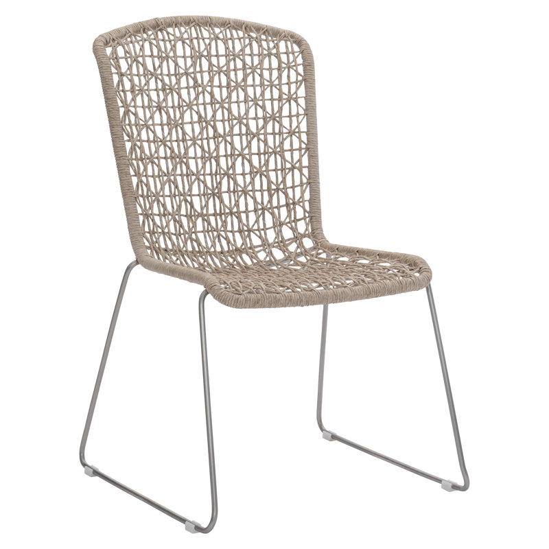 Carmel Beige Woven Wicker Outdoor Dining Chair