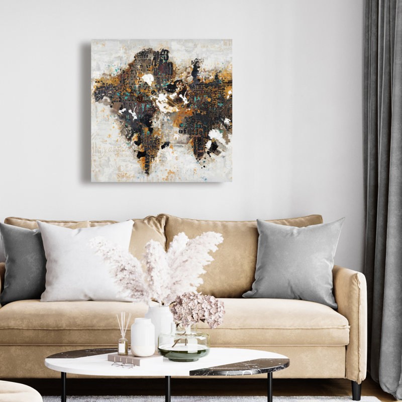 Toile abstraite mappemonde | Décor de chambre moderne