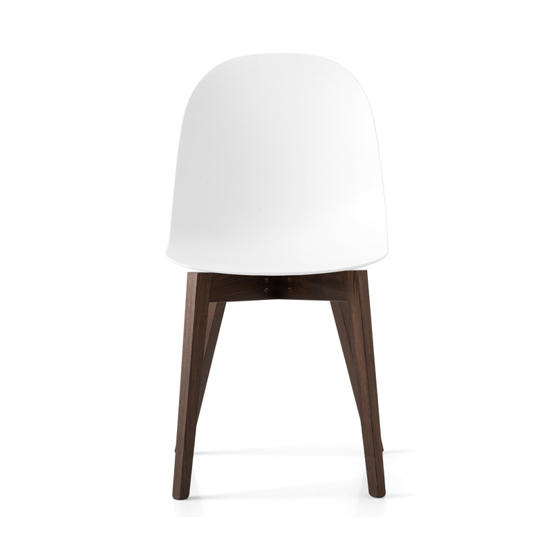 Academy Side Chair with Wooden Frame, Matte Optic White, Smoke