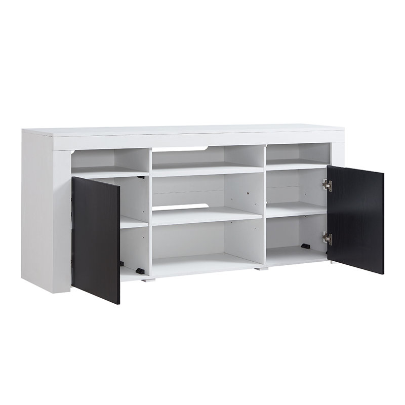 Meuble télé 68 po Lenexa, Blanc/Noir