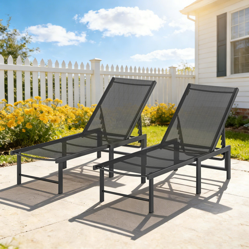 186cm Long Chaise Lounge Set, Black