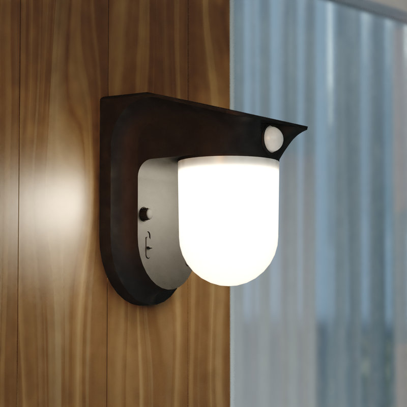 Black Solar Powered Motion-Sensing LED Outdoor Security Wall Light