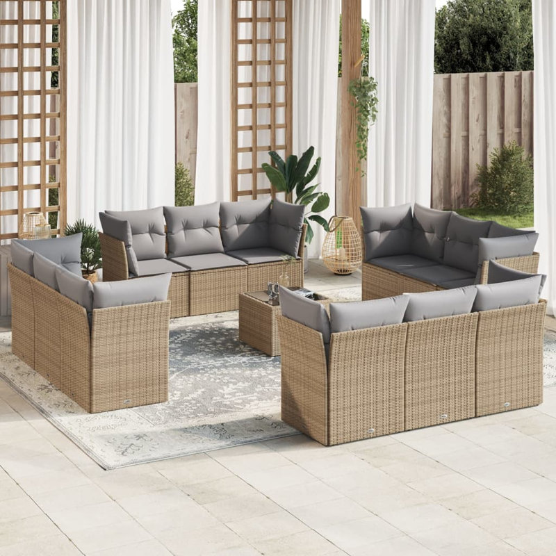  Ensemble de canapé de jardin beige, gris clair