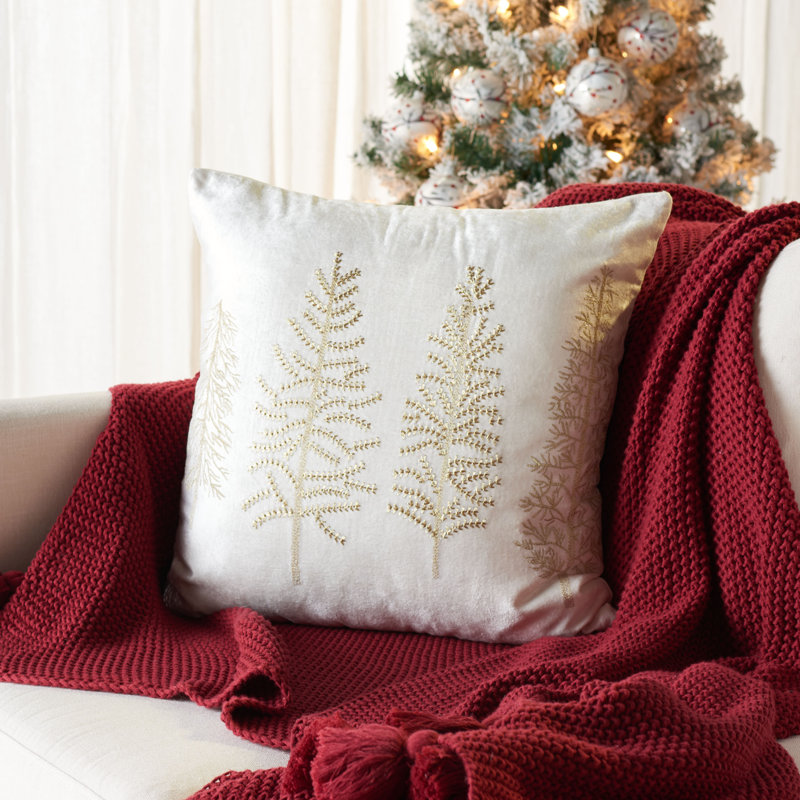 Reversible Throw Pillow, White/Gold