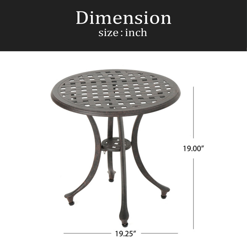 Table d'appoint d'extérieur en fonte d'aluminium 19 po