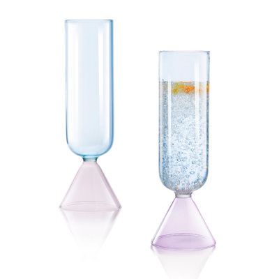 Ensemble de 2 flûtes à Venise en verre qualia - améthyste / bleu