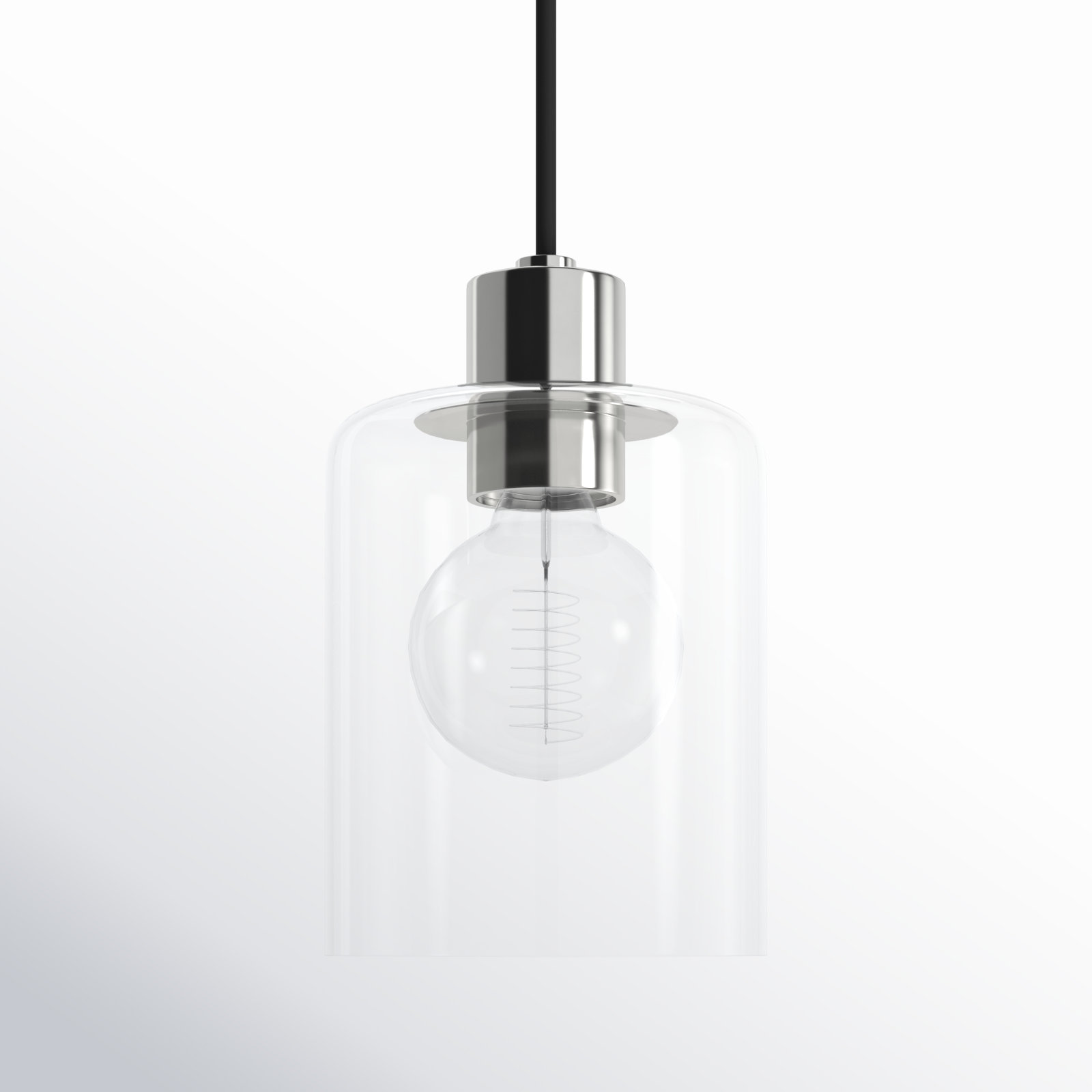 Alvy Single Light Glass Dimmable Pendant, Polished Nickel