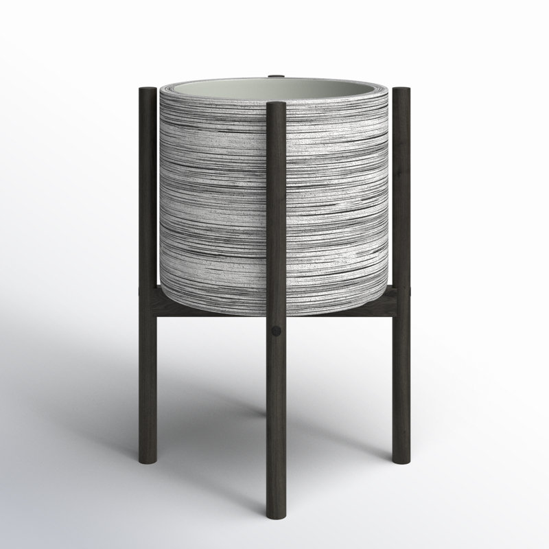 Deandre Handmade Pot Planter, Gray/Ebony