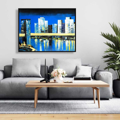 Skyline of Lower Manhattan - Framed Canvas for Bedroom Decor