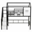Lit mezzanine moderne simple en métal avec toit en forme de maison et boîte de rangement externe, noir-1168431270