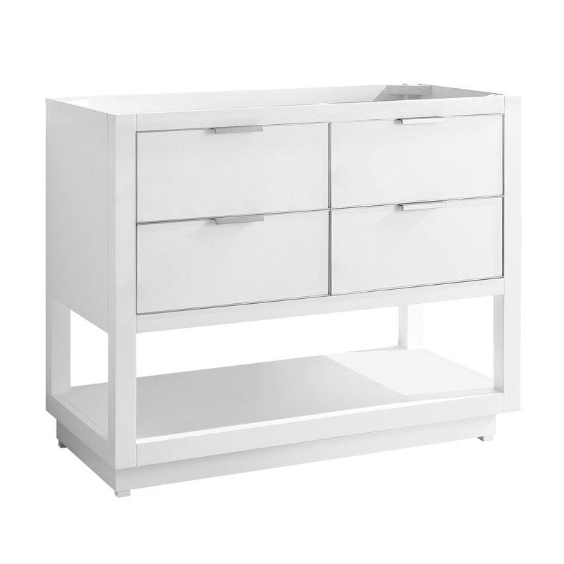 Base de meuble-lavabo simple 42 po Allie, Argent blanc / brossé