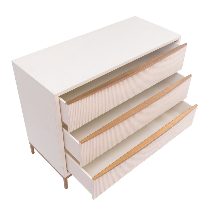 London 3-Drawers Cabinet In Antique White, Antique White
