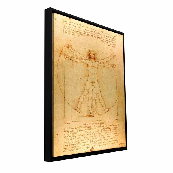 ArtWall Vitruvian Man Framed On Canvas by Leonardo Da Vinci Print ...