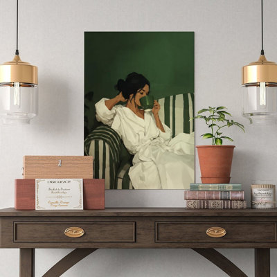 Canvas Wall Art Green And White Vertical Stripes Poster_5 Vintage Poster Print Home Decor