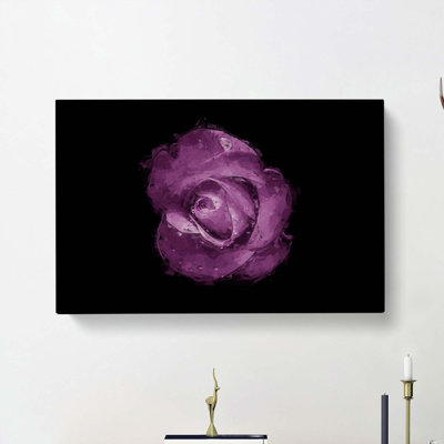 Purple Rose In The Shadows In Abstract - Wrapped Canvas