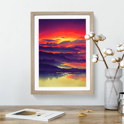 Watercolour Sunset Lake No.3 - Single Picture Frame Painting