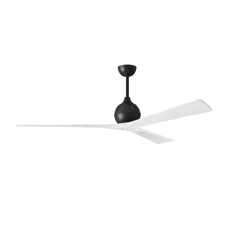 Ventilateur de plafond à 3 pales Irene, Noir mat, 72", Blanc mat