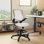  Chaise de dessinateur ergonomique en maille à dossier moyen avec repose-pieds et accoudoirs rabattables