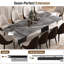 Table de salle à manger rectangulaire extensible en pierre frittée, de 160 à 240 cm, pour 8 à 10 personnes, avec double pied central en métal.-585909070
