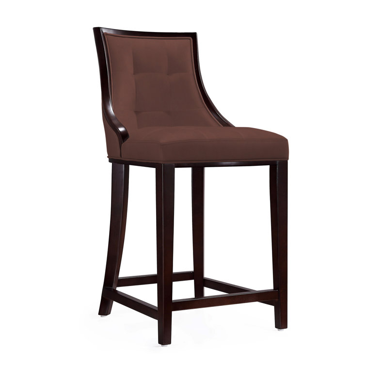 Upholstered Counter Stool with Solid Wood Frame