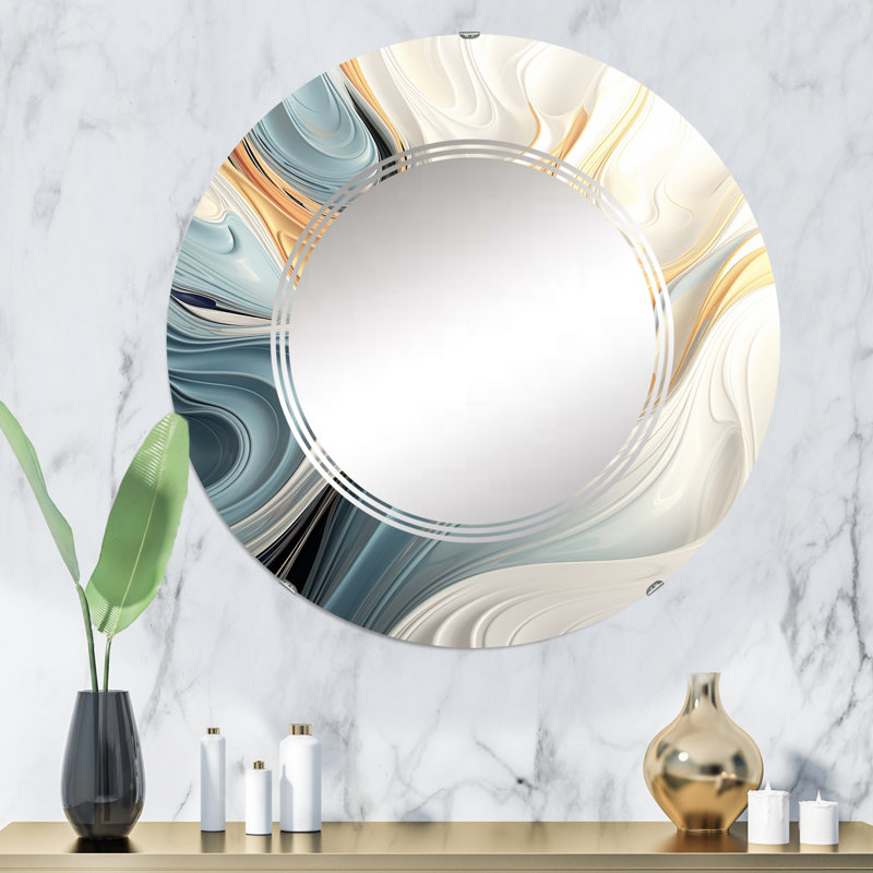 Felinus - Miroir mural rond moderne, 32 po x 32 po