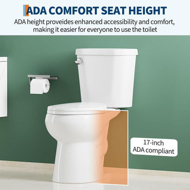 17" Round Front Two-Piece Toilet, 12" Rough-In, 1.28 GPF, White