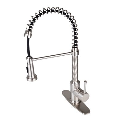 Spring Pull Out Single Handle Kitchen Faucet -  Fontaine by Italia, N96565FC-DP-BN
