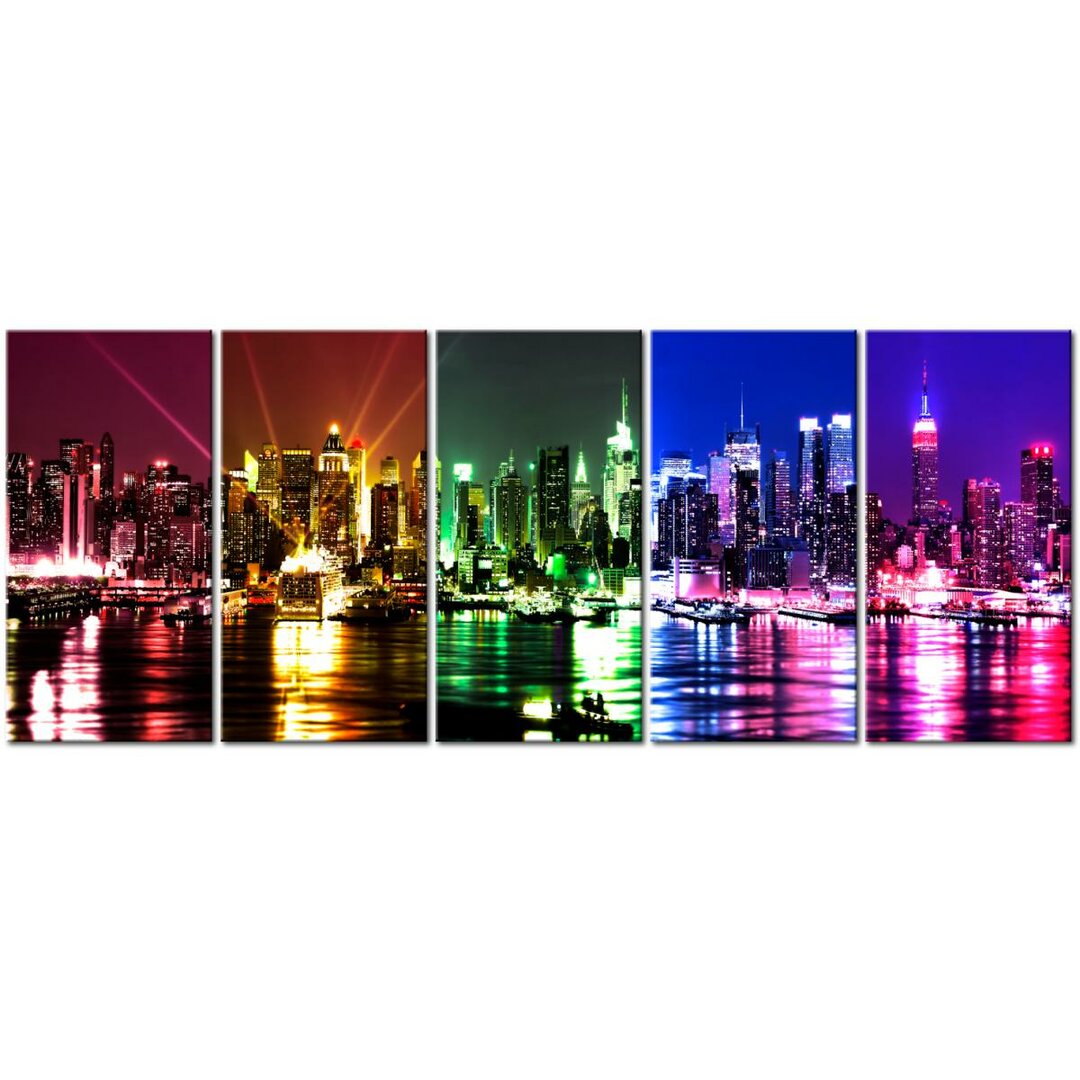 5-tlg. Leinwandbilder-Set Rainbow New York