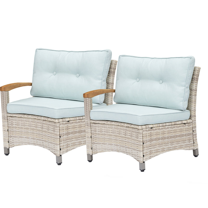 2-Person Single Chairs with Cushions, Beige