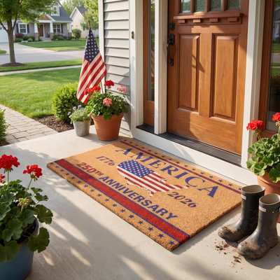 Tapis de bienvenue 250e anniversaire 250e anniversaire pour les États-Unis, tapis de porte 250e pour porte d'entrée, décoration pour la fête du 4 juillet, paillasson (drapeau national)
