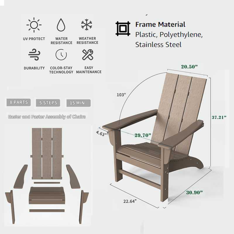 Barbour Outdoor Adirondack Chair, Weathered Wood