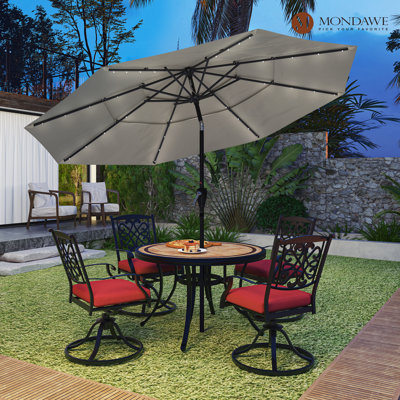 4 - Person Patio Dining Set with Round Table , Cushions Included