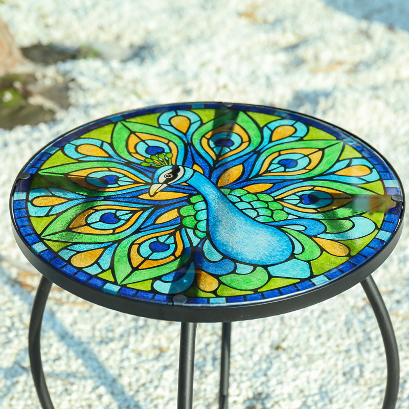 Table d'appoint en verre Peacock Mosaic