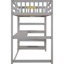 Lit mezzanine simple gris avec rangement et bureau - Fabrication en bois massif pour l'espace dans les tablettes-1873348564-1873348565