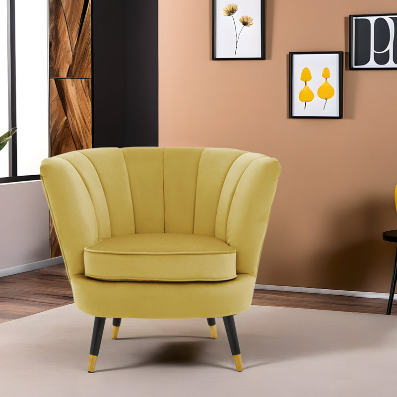 Velvet Club Chair, Yellow