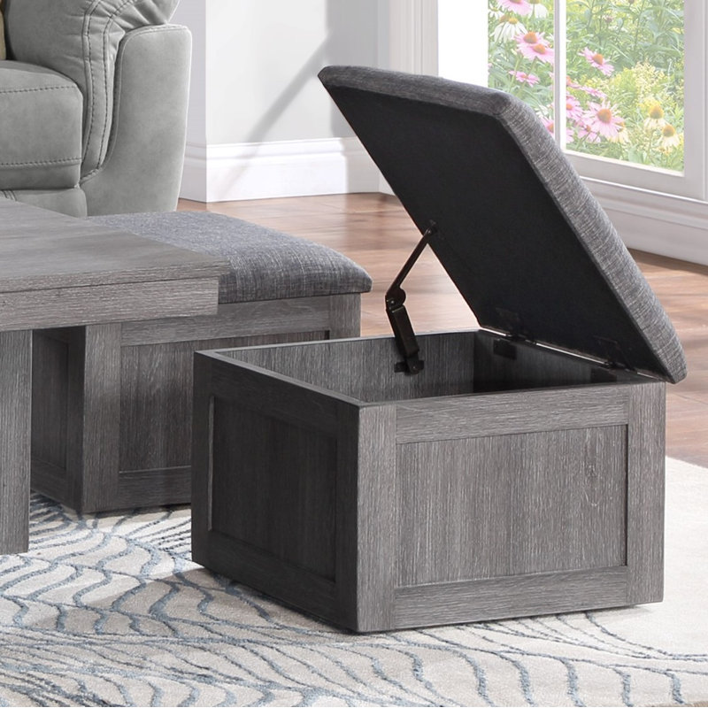 Table basse 38 po avec tabourets de rangement Montalbano
