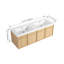 Meuble-lavabo mural 60 po avec double lavabo en résine, 4 portes à fermeture douce, chêne original, contreplaqué