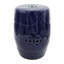 Tabouret de baril en céramique D13x18" avec motif ajouré bleu cobalt, table d'appoint